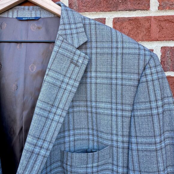 VTG Ralph Ralph Lauren Classic Sport Mens Sz 52R Brown Plaid Wool Blend Blazer - Picture 2 of 16